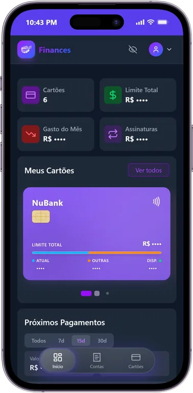 Screenshot do projeto Finances