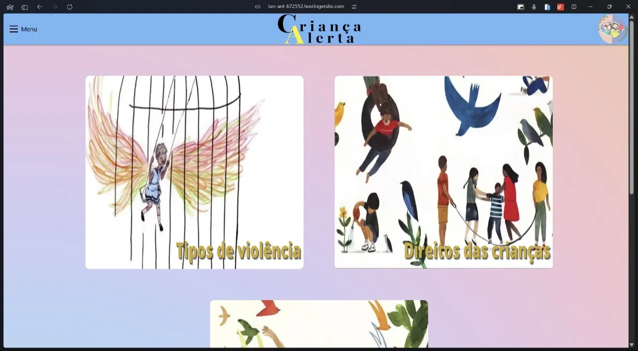 Screenshot do projeto Blog Criança Alerta