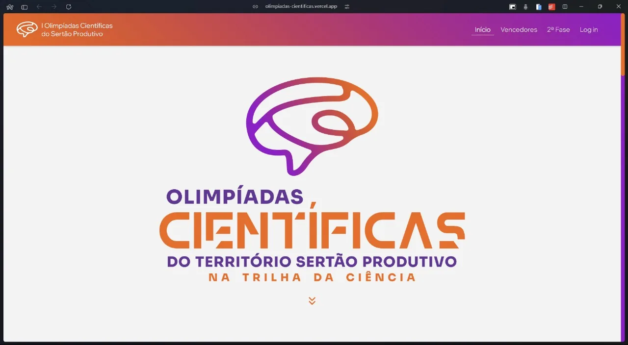Screenshot do projeto I Olimpíadas Científicas do Território Sertão Produtivo