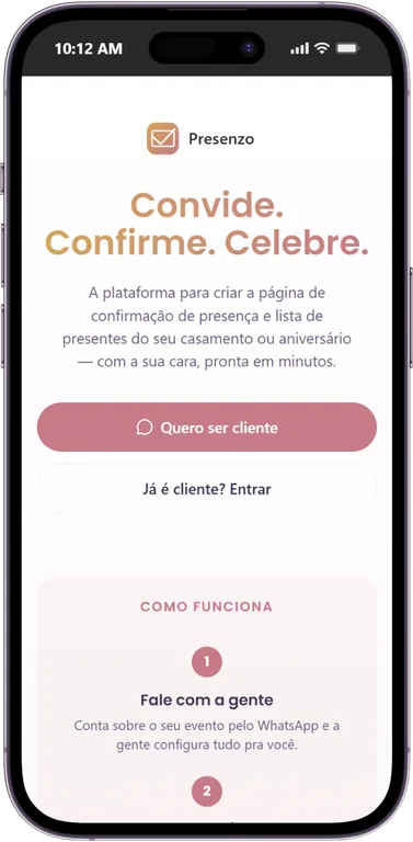 Screenshot do projeto Presenzo