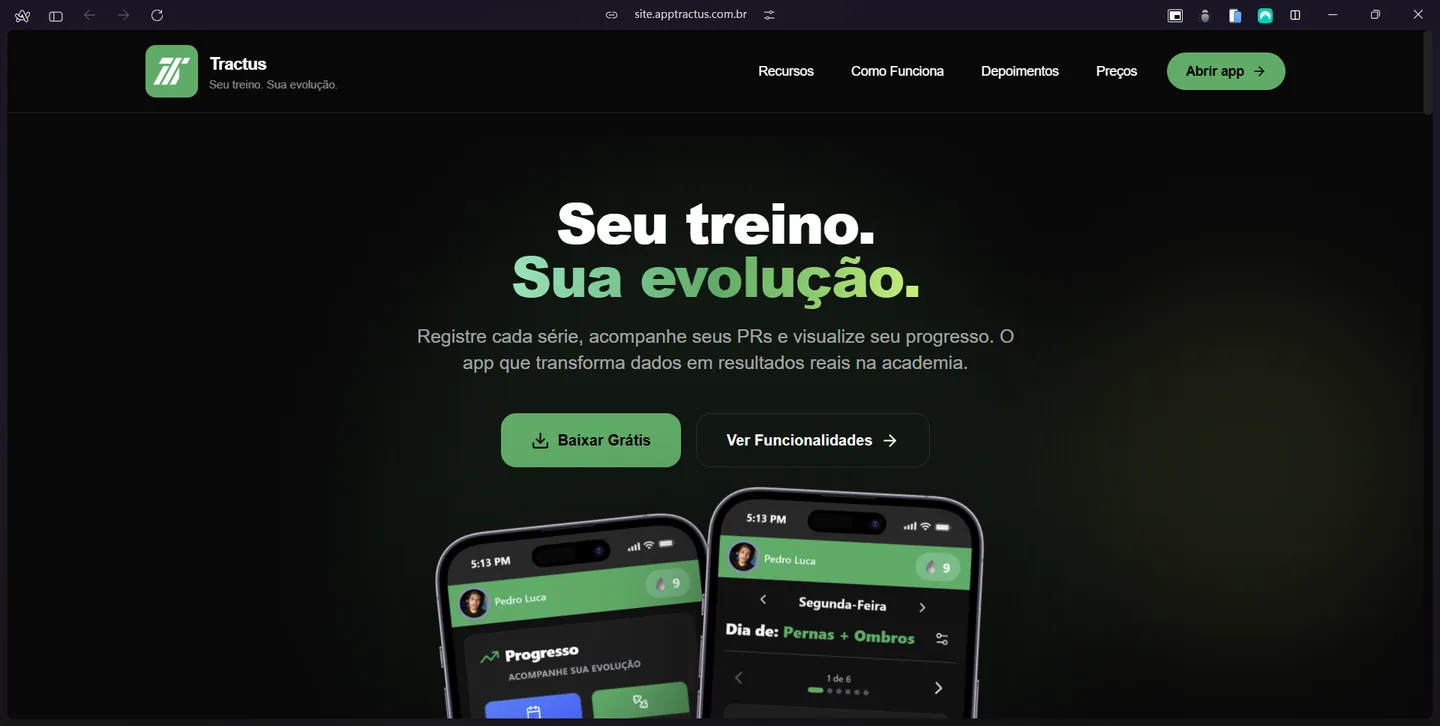 Screenshot do projeto Site Tractus